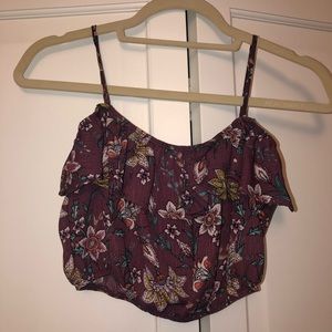 Purple, flower pattern, cropped tank